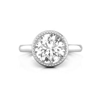 Milgrain Bezel Set Round Cut Moissanite Solitaire Wedding Proposal Ring