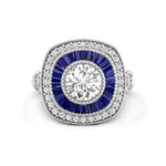 CZ Stone Double Halo Art Deco Target Ring For Wedding