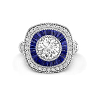 CZ Stone Double Halo Art Deco Target Ring For Wedding