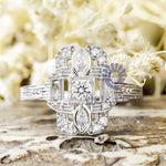 Marquise & Round Cut Edwardian-style Ring CZ