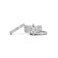 Marquise, Princess Or Round Cut CZ Stone Wedding Bridal Three-Piece Ring Set (