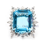 Aquamarine Cocktail Ring in Emerald Cut CZ