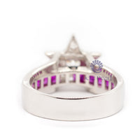 White Round With Pink Princess Channel Setting Star Shape Ring