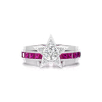 White Round With Pink Princess Channel Setting Star Shape Ring