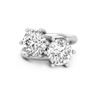 Bypass Shank Round Cut Moissanite Classic Toi Et Moi Engagement Ring For Women