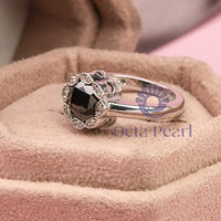 Round Cut CZ Stone Floral Motif Halo Ring