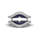 Blue sapphire & White Round CZ Stone Enhancer Guard Wedding Band Ring