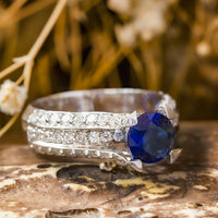 Blue-Sapphire CZ Wedding Ring