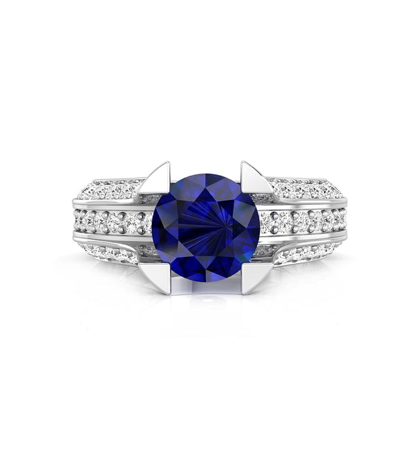 Blue-Sapphire CZ Wedding Ring