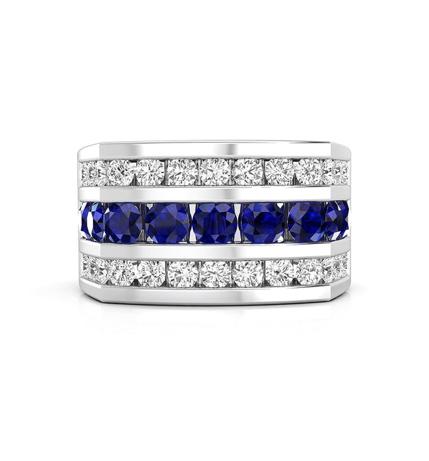 Blue Sapphire Channel-Set Men's Wedding Band