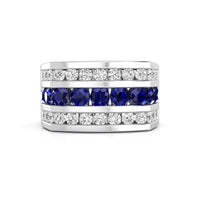 Blue Sapphire Channel Set Wedding Band For Men