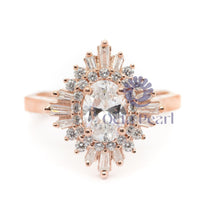 Sunburst Shield Engagement Ring Oval Cut CZ