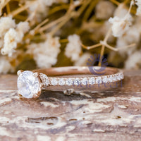 Round Moissanite Engagement Ring with Hidden Halo