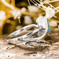 Blue CZ Stone Tension Set Solitaire Engagement Ring