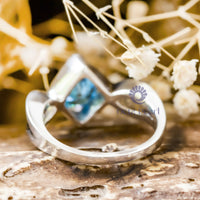 Blue CZ Stone Tension Set Solitaire Engagement Ring