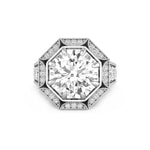 Round Cut Moissanite ring with octagon halo for women