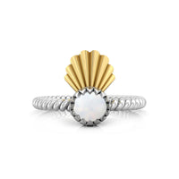 5 MM Opal Gemstone Mermaid Shell Crown Solitaire Engagement Ring