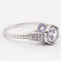 Art Deco style Hexagon Shape Moissanite Ring