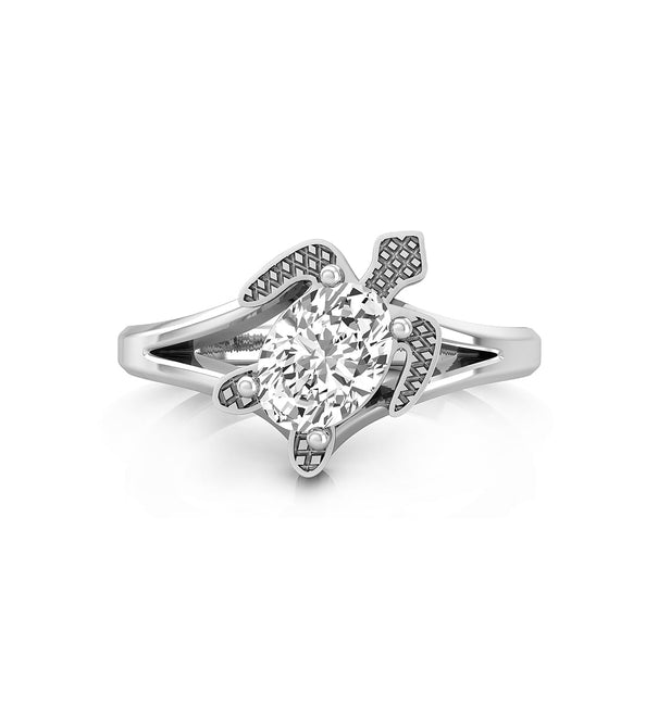 Solitaire Oval Cut Moissanite Split Shank Turtle Engagement Wedding Ring