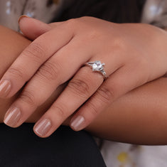 Solitaire Oval Cut Moissanite Split Shank Turtle Engagement Wedding Ring - alternate view