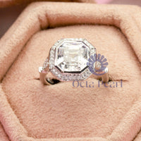 Vintage-Inspired Moissanite Wedding in 14k white gold