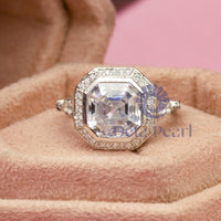 Vintage-Inspired Ascher-cut Moissanite Wedding Ring
