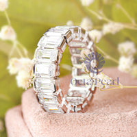 Emerald Cut Bezel Set Eternity Band CZ