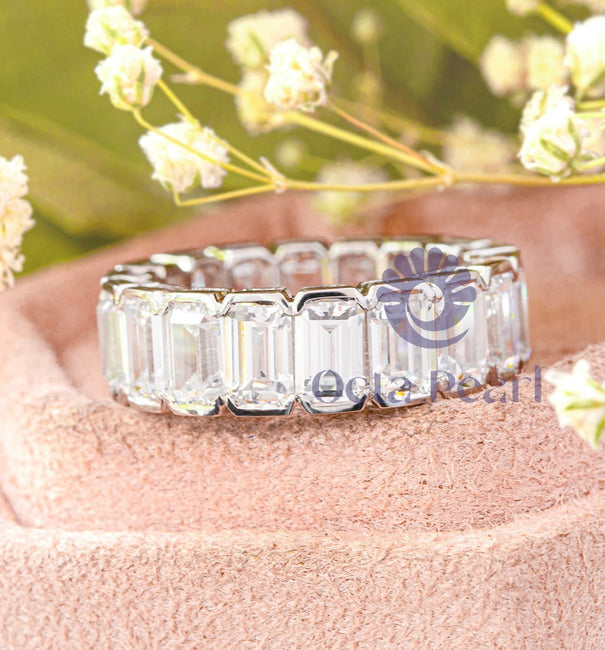 Emerald Cut Bezel Set Eternity Band CZ