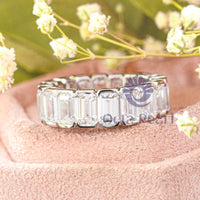 Emerald Cut Bezel Set Eternity Band CZ