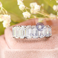 Emerald Cut Bezel Set Eternity Band CZ