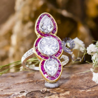 Old European Three-Stone Vintage Art Deco Ring