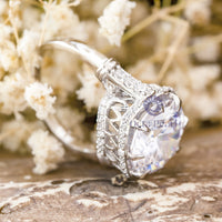 Moissanite Hidden Halo Vintage Style Engagement Ring For Women