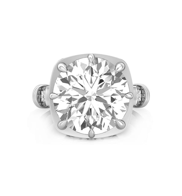 Round Cut Moissanite Hidden Halo Vintage Style Engagement Ring For Women