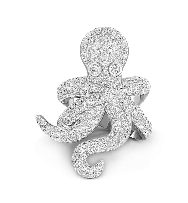 Round Cut Moissanite Aquatic See Animals Inspire Octopus Ring For Party Wear