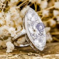 Moissanite Three Stone Ring Old European Cut