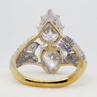 Edwardian Style Pear Cut Two Stone Moissanite Ring