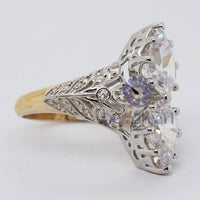 Edwardian Style Pear Cut Two Stone Moissanite Ring