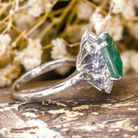 Green Emerald-Cut Engagement Ring CZ