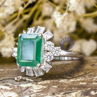 Green Emerald-Cut Engagement Ring CZ