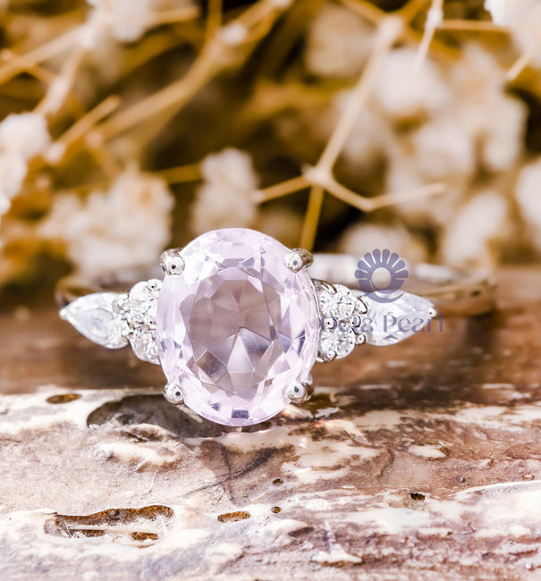 Pink Oval Cut CZ Seven Stone Engagement Proposal Ring For Women alternate