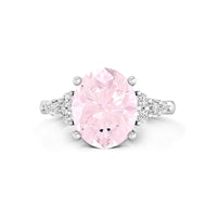 Pink Oval Cut CZ Seven Stone Engagement Proposal Ring For Women