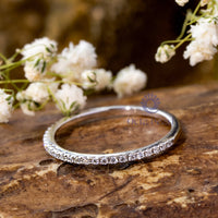 Round Cut Moissanite Half Eternity Minimalist Band For Wedding & Birthday Gift