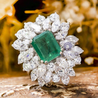 Green Emerald Cut CZ Stone Cocktail Party Wear Wedding Engagement Ring