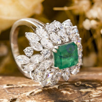 Green Emerald Cut CZ Stone Cocktail Party Wear Wedding Engagement Ring