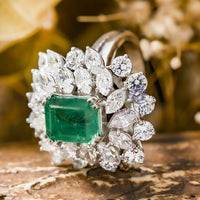 Green Emerald Cut CZ Stone Cocktail Party Wear Wedding Engagement Ring