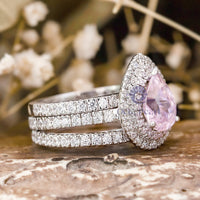 Pink Pear Cut CZ Stone Ring