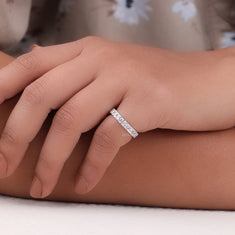 Full Eternity Radiant Cut CZ Stone Stacking Engagement Band Ring - alternate view