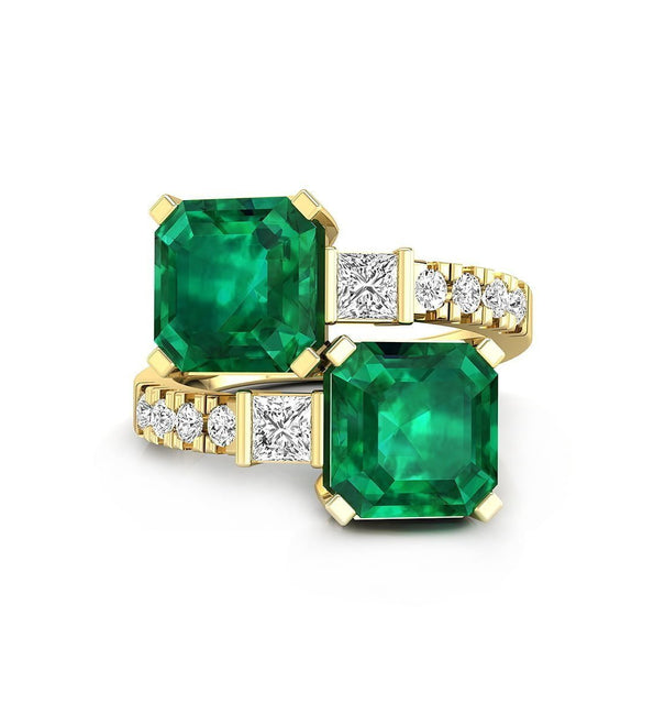 2CT Green Asscher Cut Engagement Ring For Women