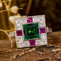 green & pink stone ring