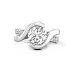 Round Cut Moissanite Bypass Split Shank Wedding Anniversary Gift Ring For Women